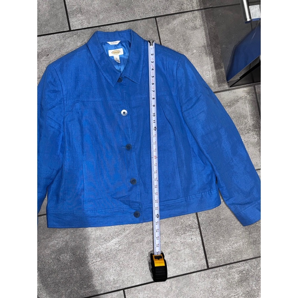 Talbots 100% Irish Linen Bright Blue Button Front Crop Jacket Sz 20 Mint EUC - Picture 9 of 13